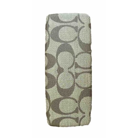 Coach Hard Shell Eye Glass Case Signature Brown Logo 6.25" x 2.75" x 1.5" - Picture 3 of 7